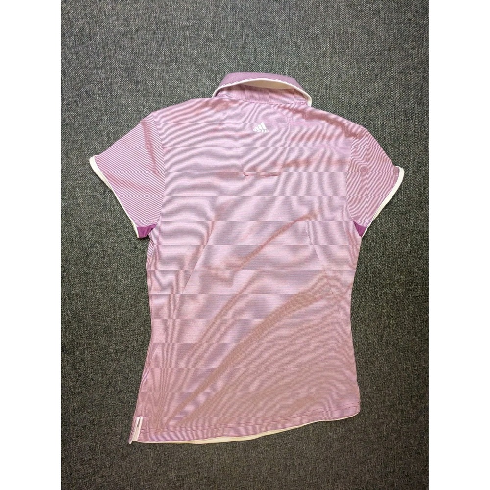 Adidas Womens ClimaCool Golf Polo Shirt Striped Purple Small Collared Tee - Picture 5 of 8
